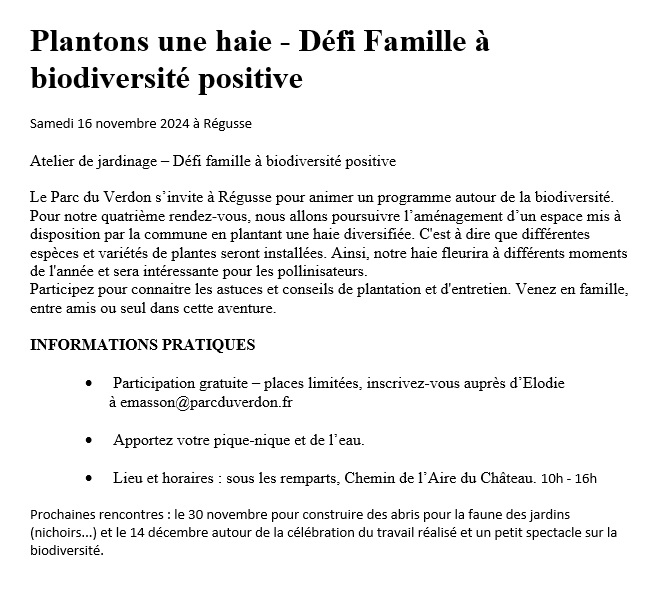 Plantons une haie - Défis famille à biodiversité positive_Régusse