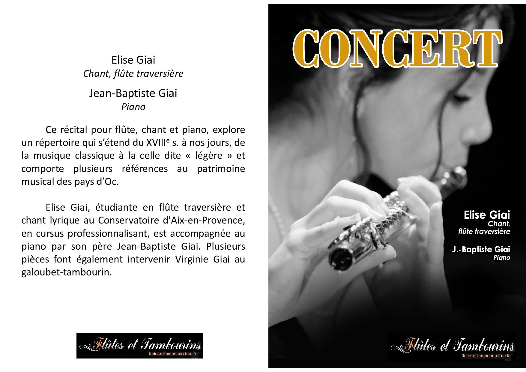 Programme - Concert flûte traversière piano