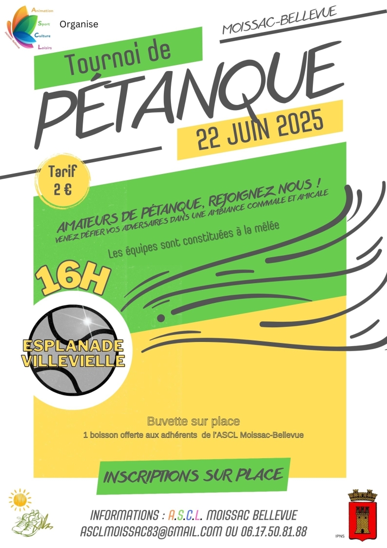 Affiche 22 juin - Tournois de pétanque à la mêlée_Moissac-Bellevue