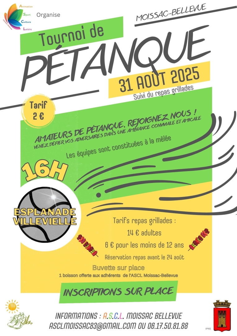 Affiche 31 août - Tournois de pétanque à la mêlée_Moissac-Bellevue